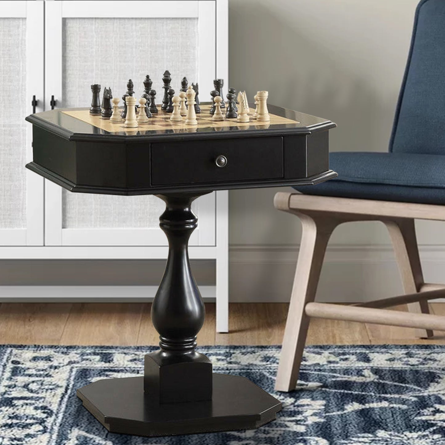 31 Inch Chess Game Table With Clipped Corners, Brown By Benzara | Side Tables |  Modishstore 