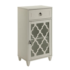 33 Inch Wooden Accent Cabinet With 1 Drawer, White  By Benzara
