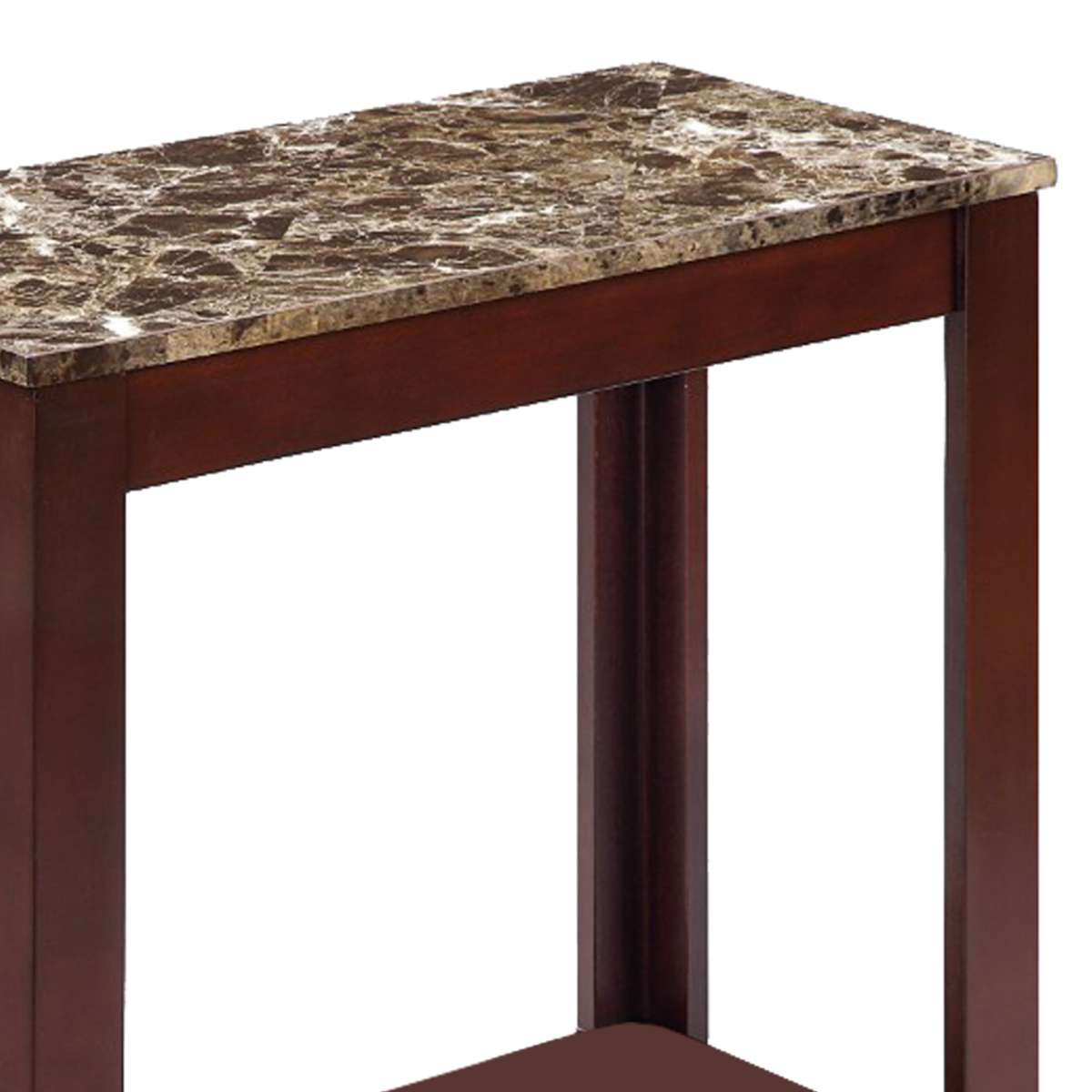 Impressive Chairside Table With Marble Top, Brown By Benzara | Side Tables |  Modishstore  - 4