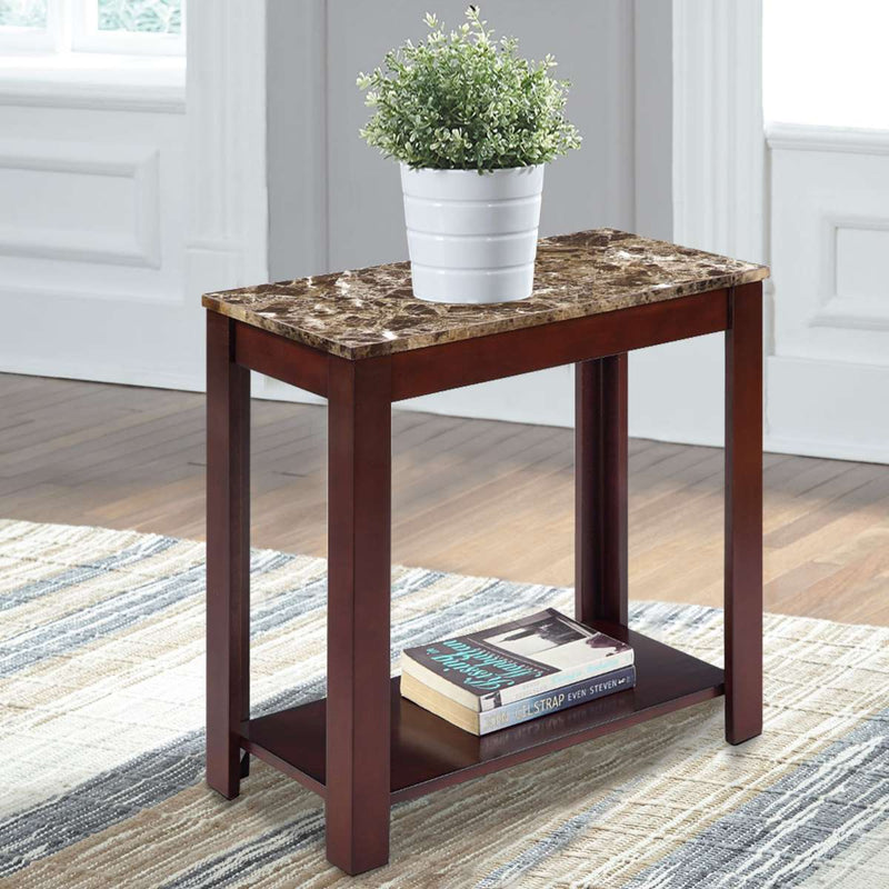 Impressive Chairside Table With Marble Top, Brown By Benzara | Side Tables |  Modishstore 