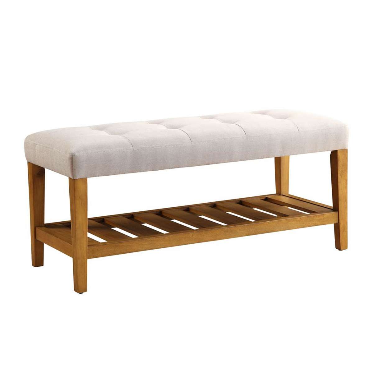 Wooden Bench, Light Gray & Oak  By Benzara | Stools & Benches |  Modishstore  - 3