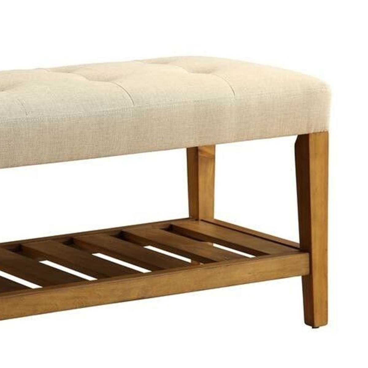 Wooden Bench, Beige & Oak  By Benzara | Stools & Benches |  Modishstore  - 4