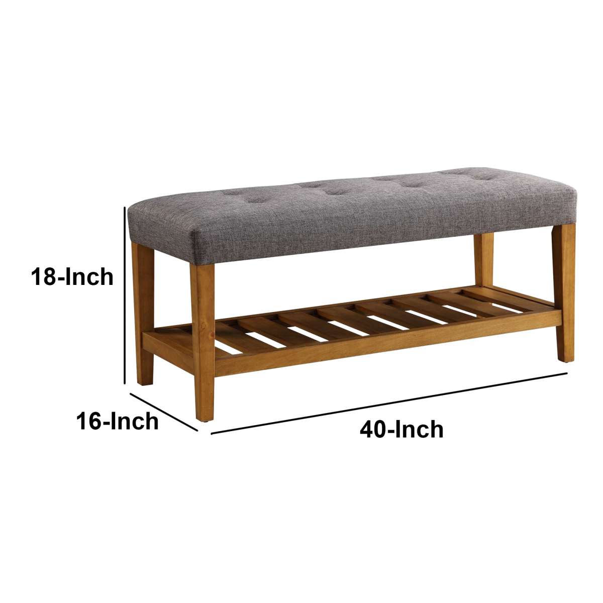 Wooden Bench, Gray & Oak  By Benzara | Stools & Benches |  Modishstore  - 6