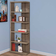 Spacious Semi-Backless Wooden Bookcase, Gray  By Benzara