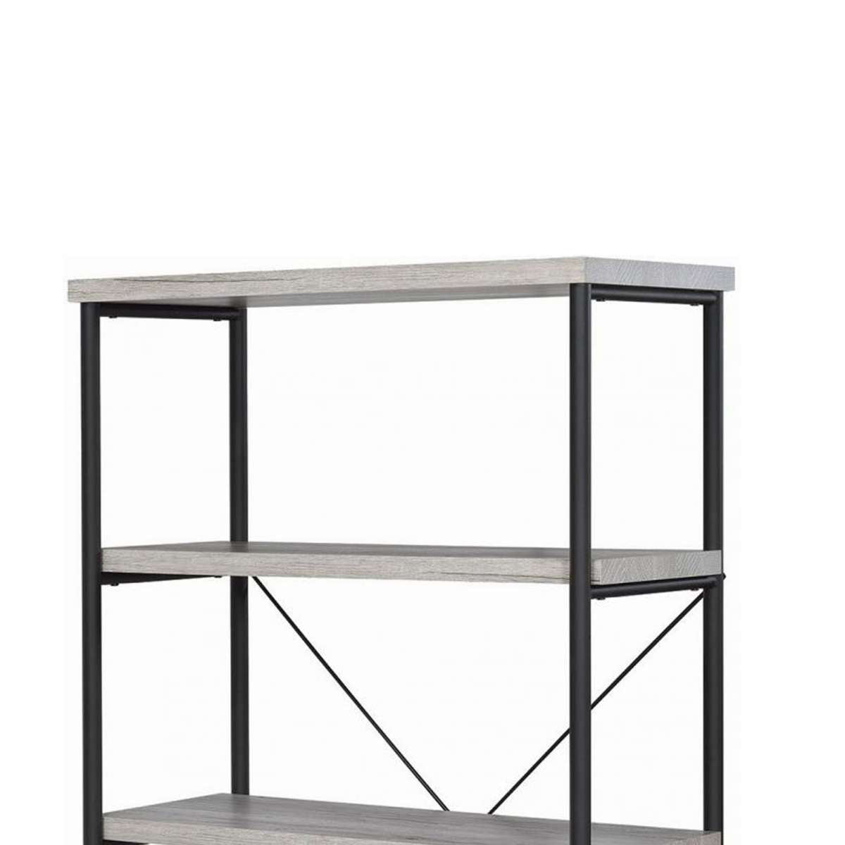 Sophisticated Wood And Metal Open Bookcase, Gray  By Benzara | Bookcases |  Modishstore  - 3