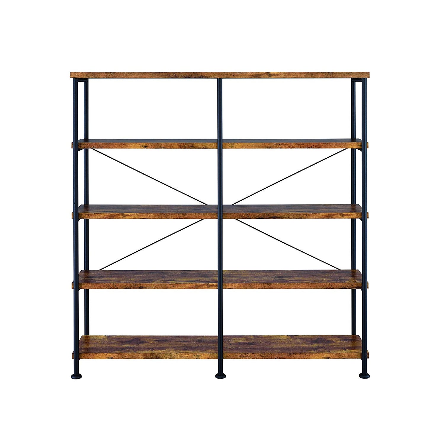 Industrial Style Wood And Metal Open Bookcase, Brown  By Benzara | Bookcases |  Modishstore  - 2