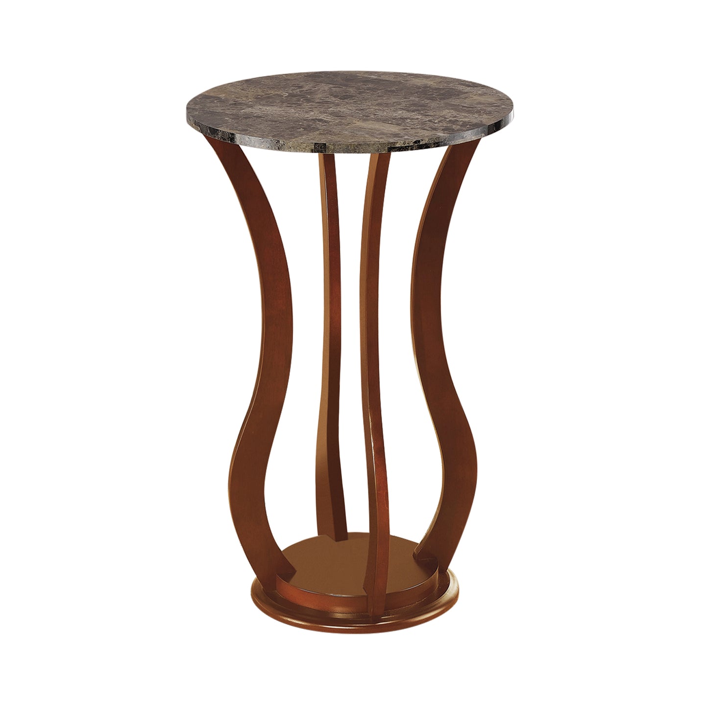 Transitional Wooden Plant Stand With Faux Marble Top, Brown By Benzara | Side Tables |  Modishstore  - 2