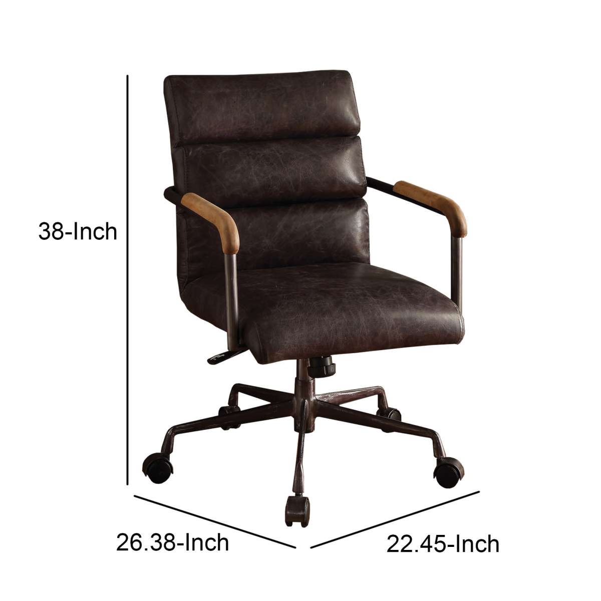 Metal & Leather Executive Office Chair, Antique Brown  By Benzara | Office Chairs |  Modishstore  - 6