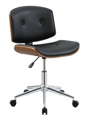 Wooden Back Armless Office Chair With Metal Star Base, Black And Brown  By Benzara