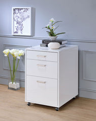 Modish File Cabinet, White  By Benzara