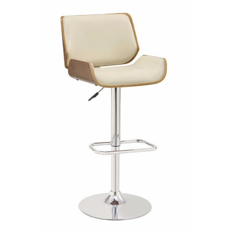 Adjustable Bar Height Stool, Cream & Walnut Brown By Benzara | Bar Stools |  Modishstore 