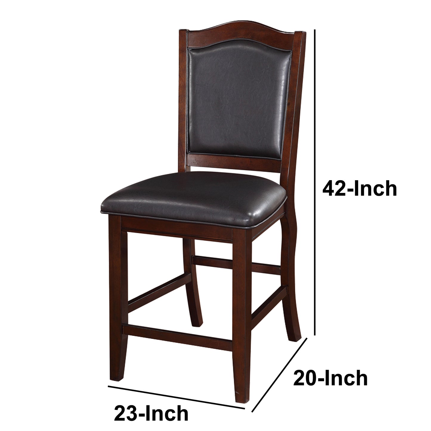 Wooden Armless High Chair, Espresso Brown & Black, Set Of 2 By Benzara | Counter Stools | Modishstore - 2