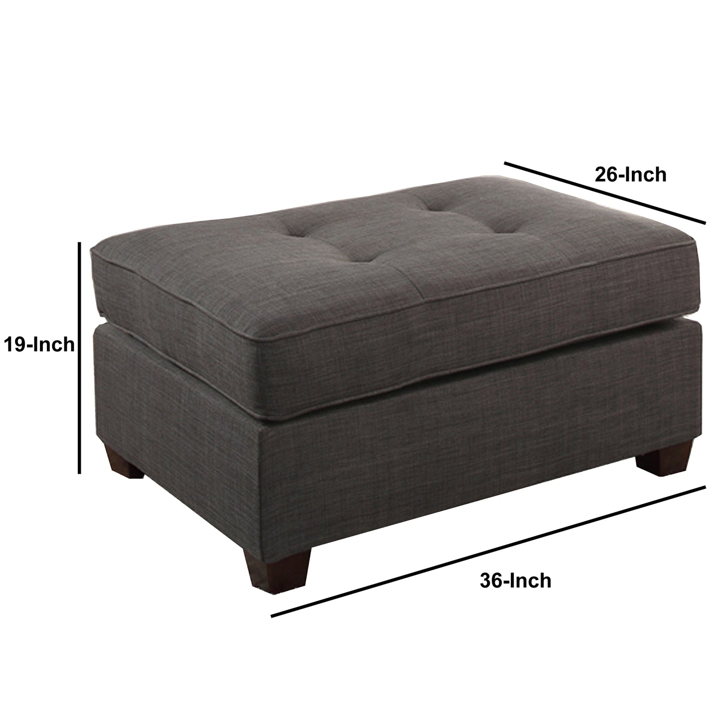 Cocktail Ottoman In Dark Gray Dorris Fabric By Benzara | Ottomans |  Modishstore  - 6