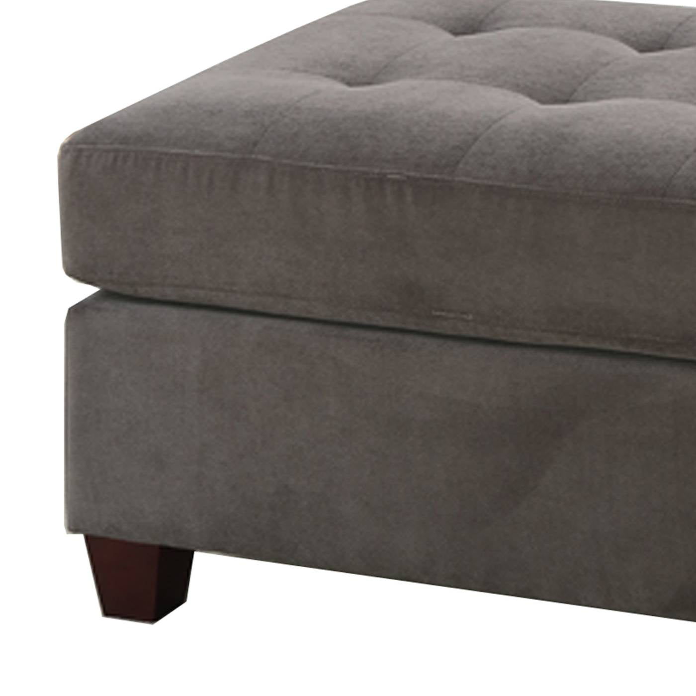 Cocktail Ottoman In Charcoal Gray Waffle Suede Fabric  By Benzara | Ottomans |  Modishstore  - 3