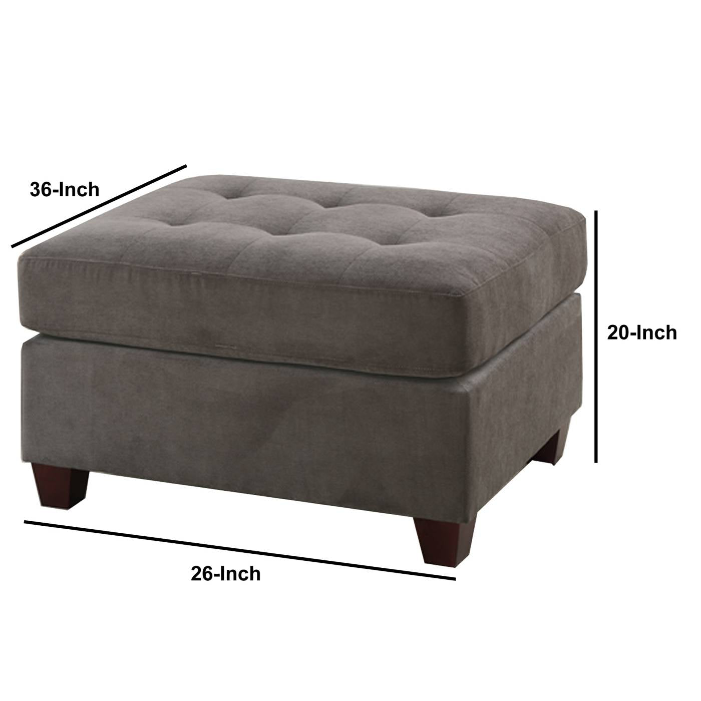 Cocktail Ottoman In Charcoal Gray Waffle Suede Fabric  By Benzara | Ottomans |  Modishstore  - 6