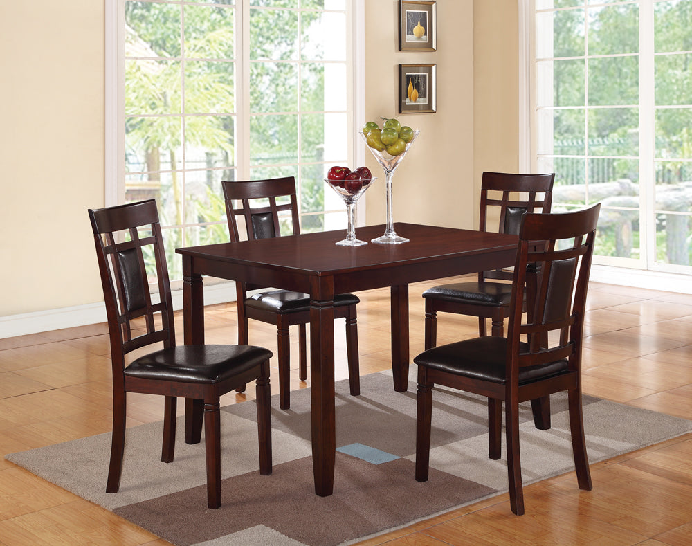 Wooden And Leather 5 Pieces Dining Set In Brown And Black By