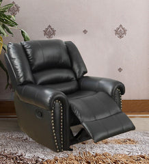 Bonded Leather & Plywood Recliner/Glider, Black By Benzara