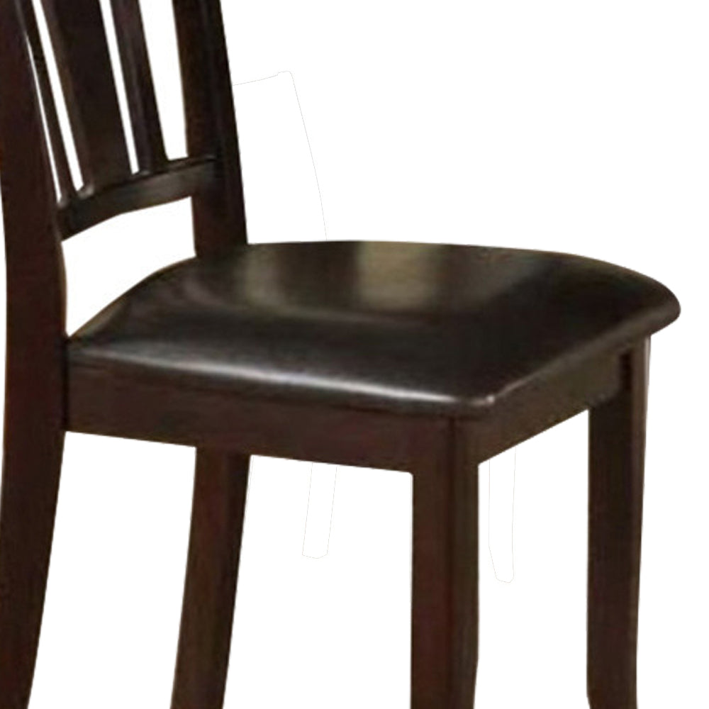 Rubber Wood Dining Chair With Upholstered Seat, Set Of 2,Brown By Benzara | Dining Chairs | Modishstore - 5