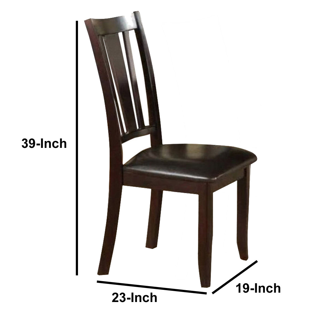 Rubber Wood Dining Chair With Upholstered Seat, Set Of 2,Brown By Benzara | Dining Chairs | Modishstore - 2