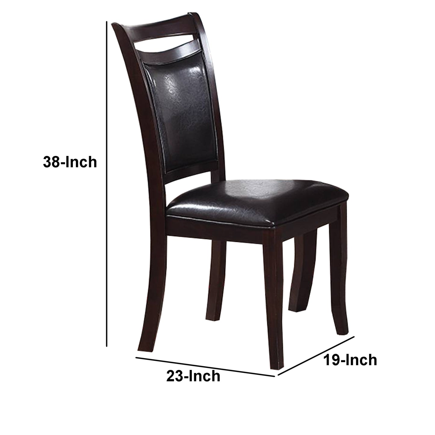 Set Of Two Wooden Dining Chairs In Dark Brown By Benzara | Dining Chairs | Modishstore - 3