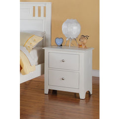 Pine Wood Night Stand With 2 Drawers, White By Benzara