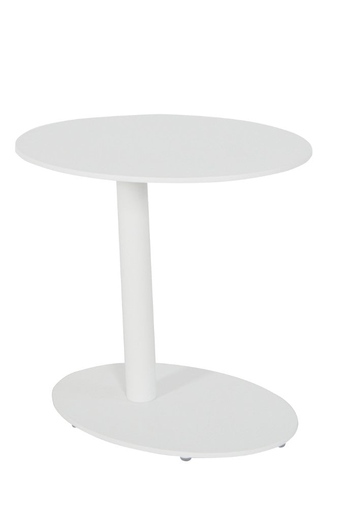 Metal Outdoor Side Table With Oval Top And Base, White  By Benzara | Outdoor Tables |  Modishstore 