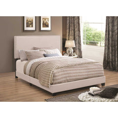 Ivory Upholstered Eastern King Bed  By Benzara