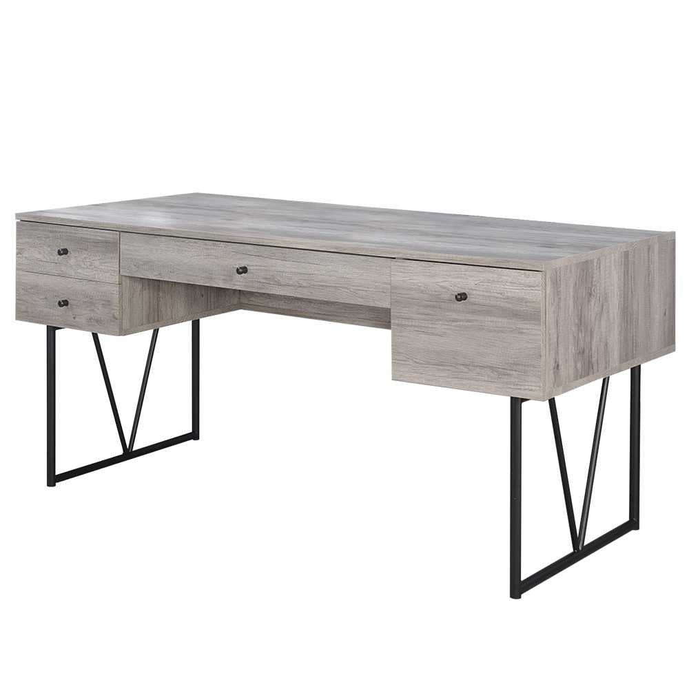 Writing Desk-4 Drawer, Driftwood Gray  By Benzara | Desks |  Modishstore  - 3