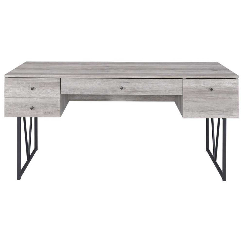 Writing Desk-4 Drawer, Driftwood Gray  By Benzara | Desks |  Modishstore 