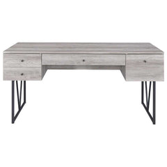 Writing Desk-4 Drawer, Driftwood Gray  By Benzara