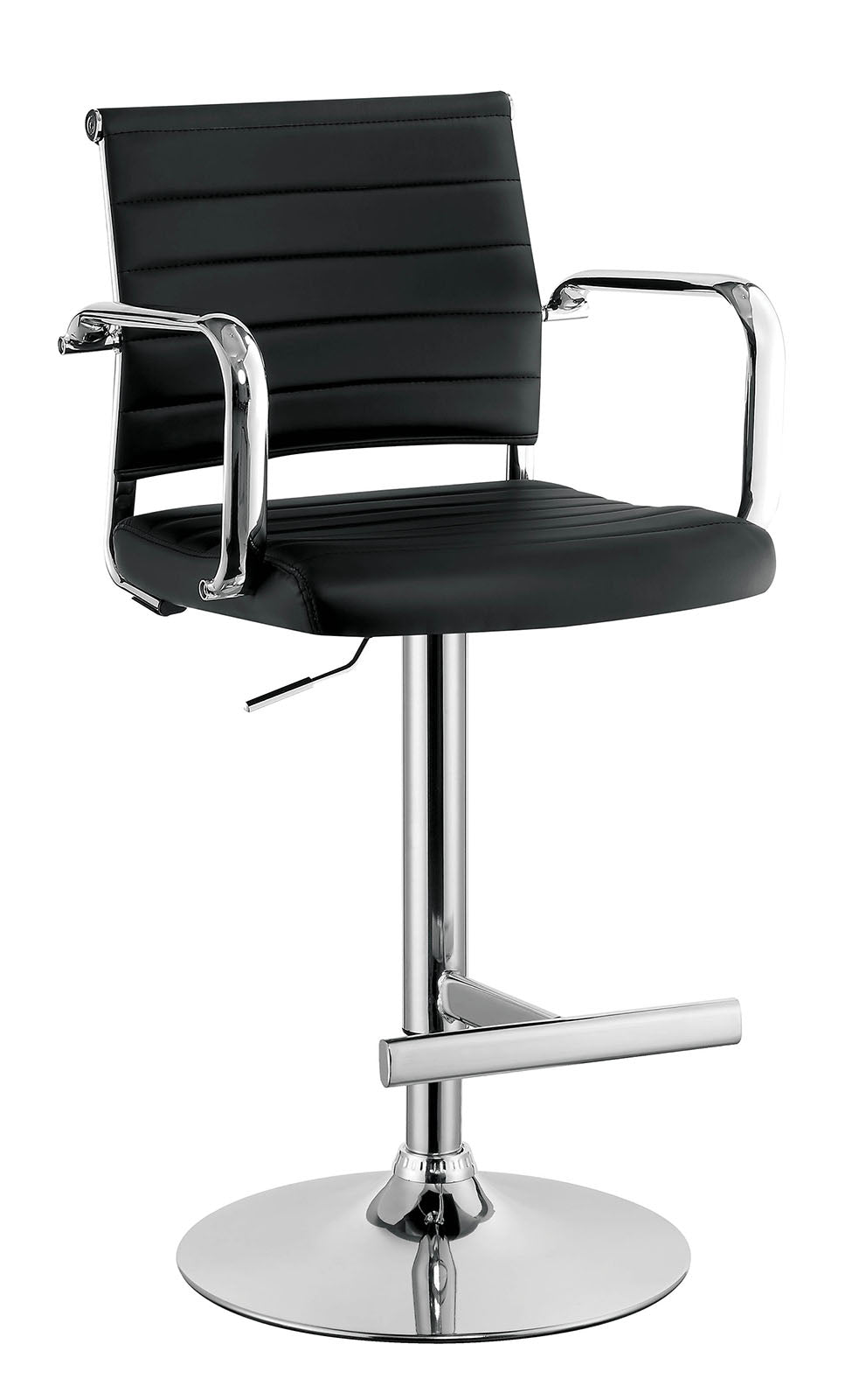 Contemporary Style Leatherette Padded Bar Stool With Arms, Black & Silver  By Benzara | Office Chairs |  Modishstore 