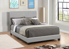 Leather Upholstered Queen Size Platform Bed, Gray By Benzara