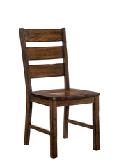 Wooden Side Chair With Block Legs, Brown, Pack Of Two By Benzara