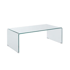 Contemporary Style Minimal Clear Glass Coffee Table, Clear By Benzara