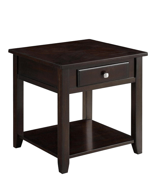 Wooden End Table With Drawer And Bottom Shelf, Walnut Brown By Benzara | End Tables |  Modishstore 