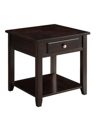 Wooden End Table With Drawer And Bottom Shelf, Walnut Brown By Benzara