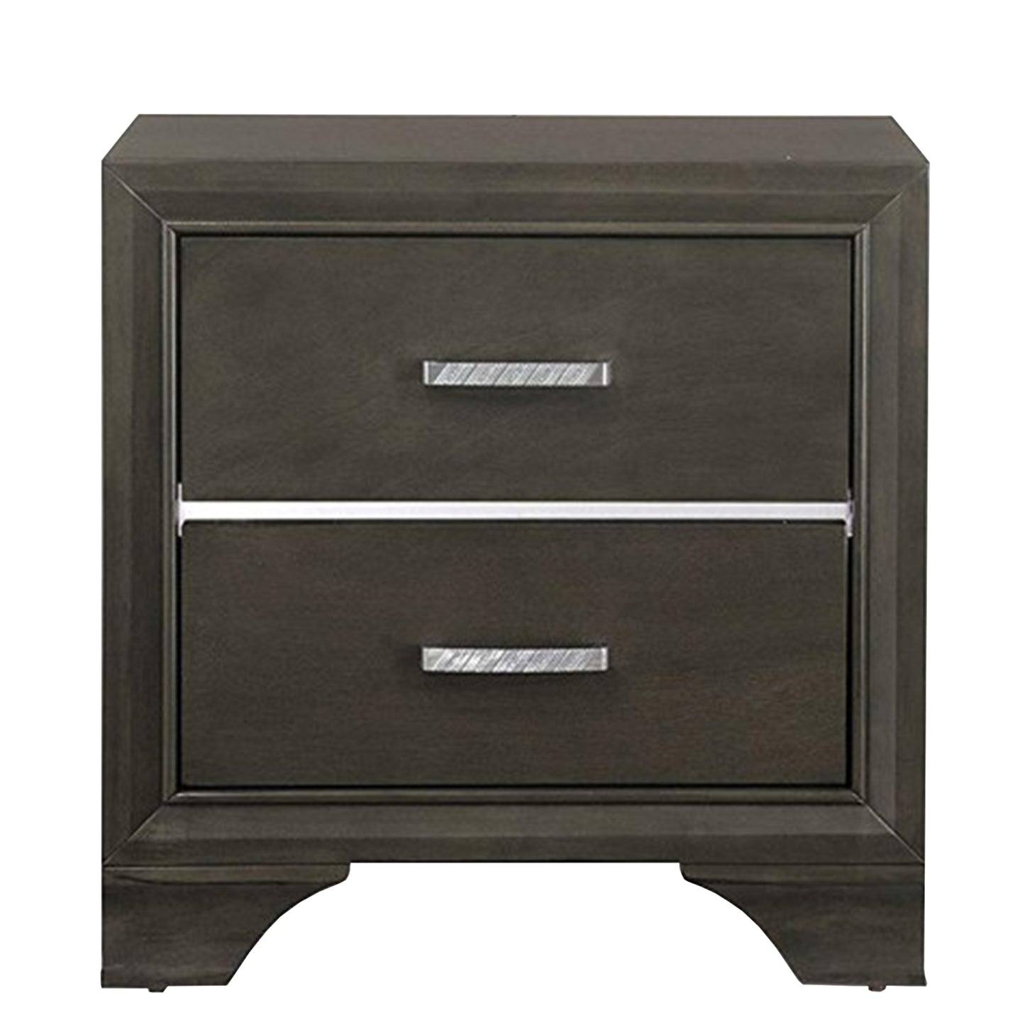 Wooden Two Drawer Nightstand With Bracket Legs, Gray By Benzara | Nightstands |  Modishstore 