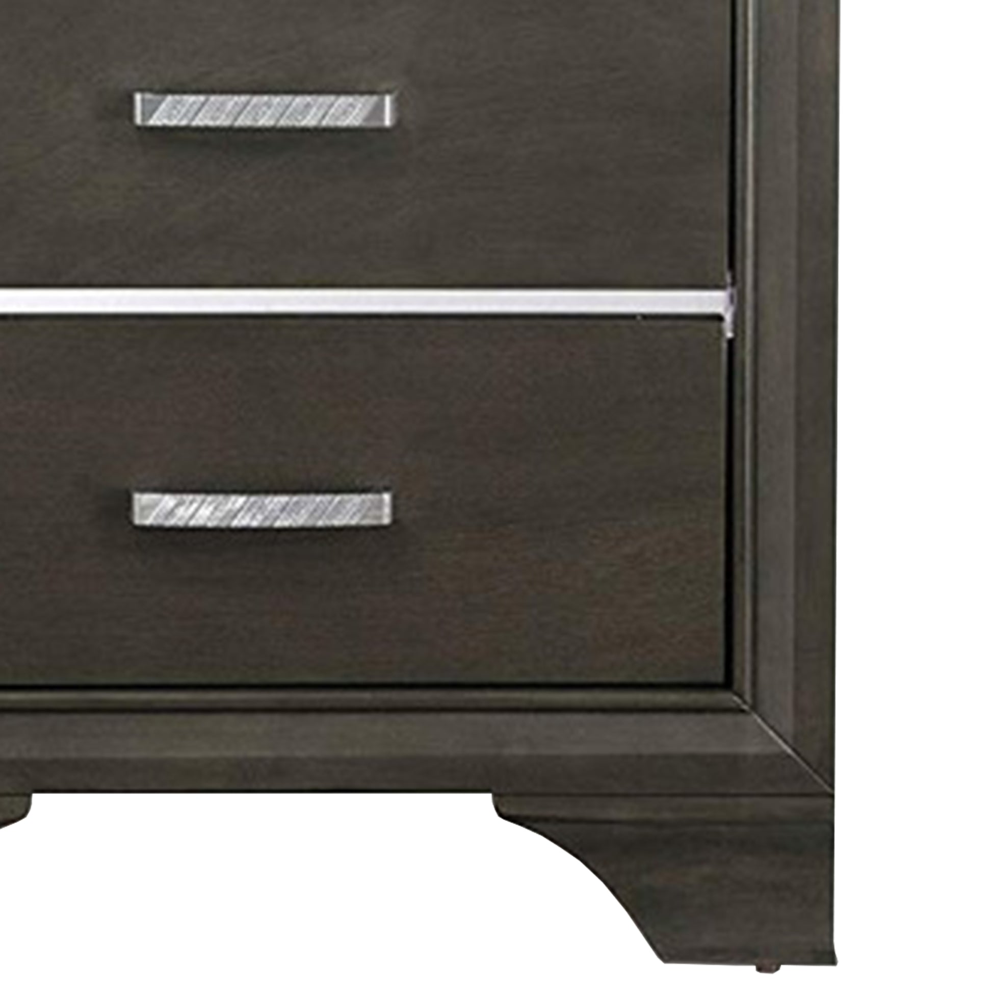 Wooden Two Drawer Nightstand With Bracket Legs, Gray By Benzara | Nightstands |  Modishstore  - 3