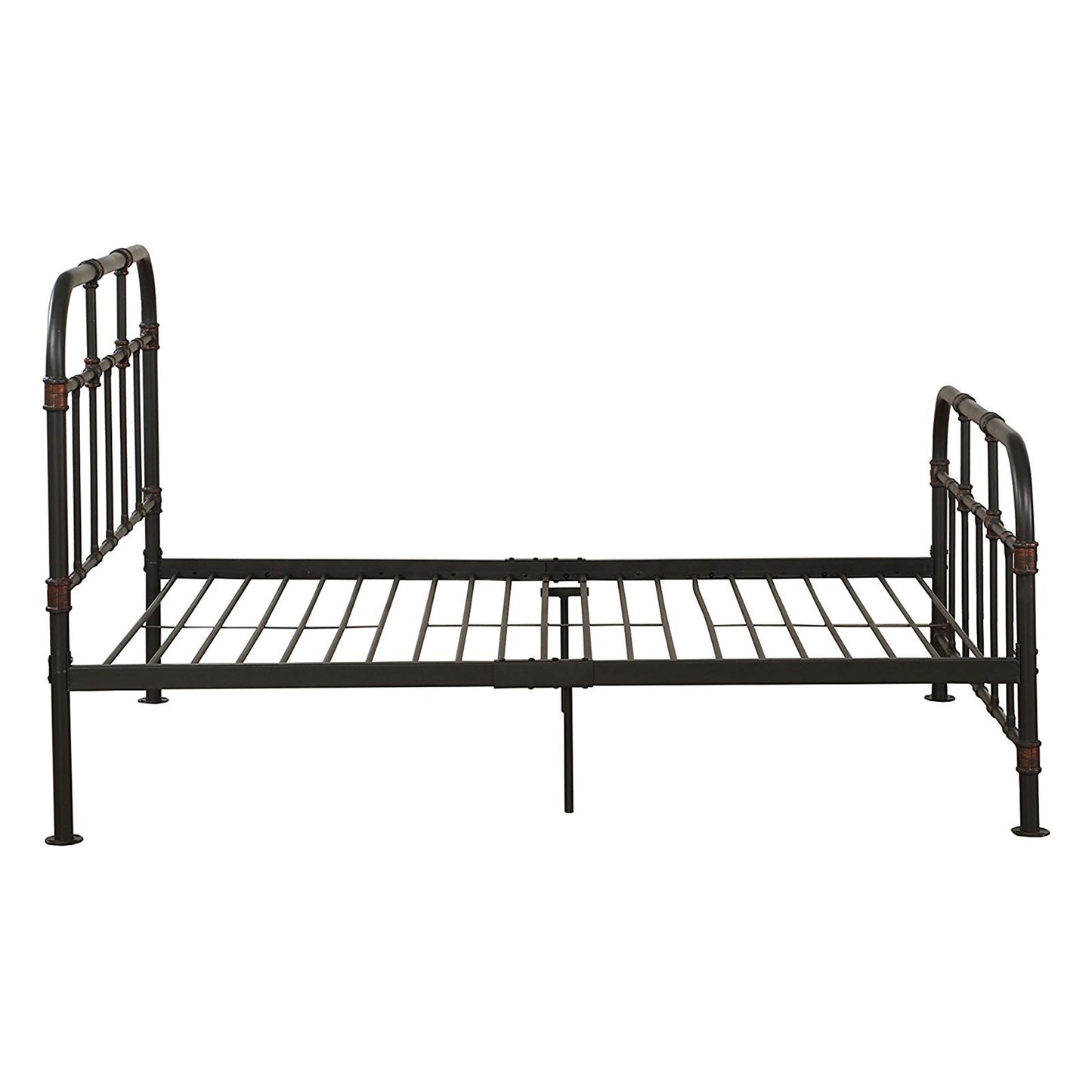 Industrial Pipe Detailed Metal Full Size Bed, Sandy Gray By Benzara | Beds |  Modishstore  - 4