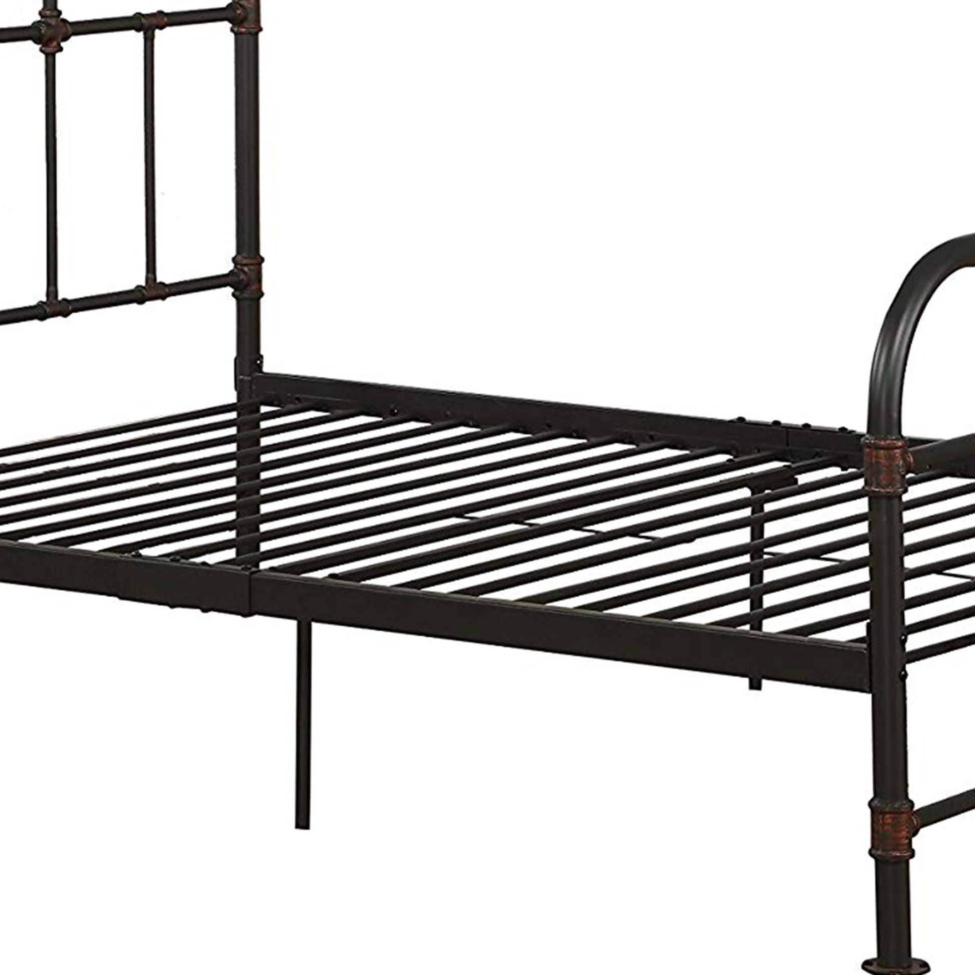 Industrial Pipe Detailed Metal Full Size Bed, Sandy Gray By Benzara | Beds |  Modishstore  - 5