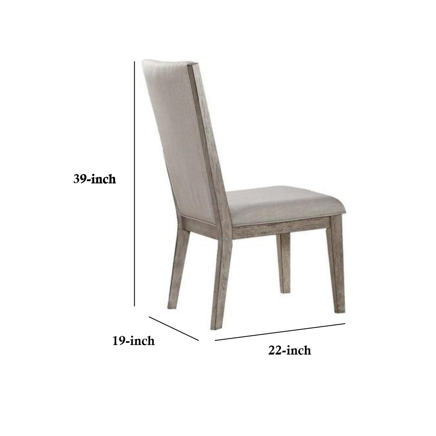 Slanted Elongated Back Side Chair, Set Of 2, Gray By Benzara | Side Chairs |  Modishstore  - 5