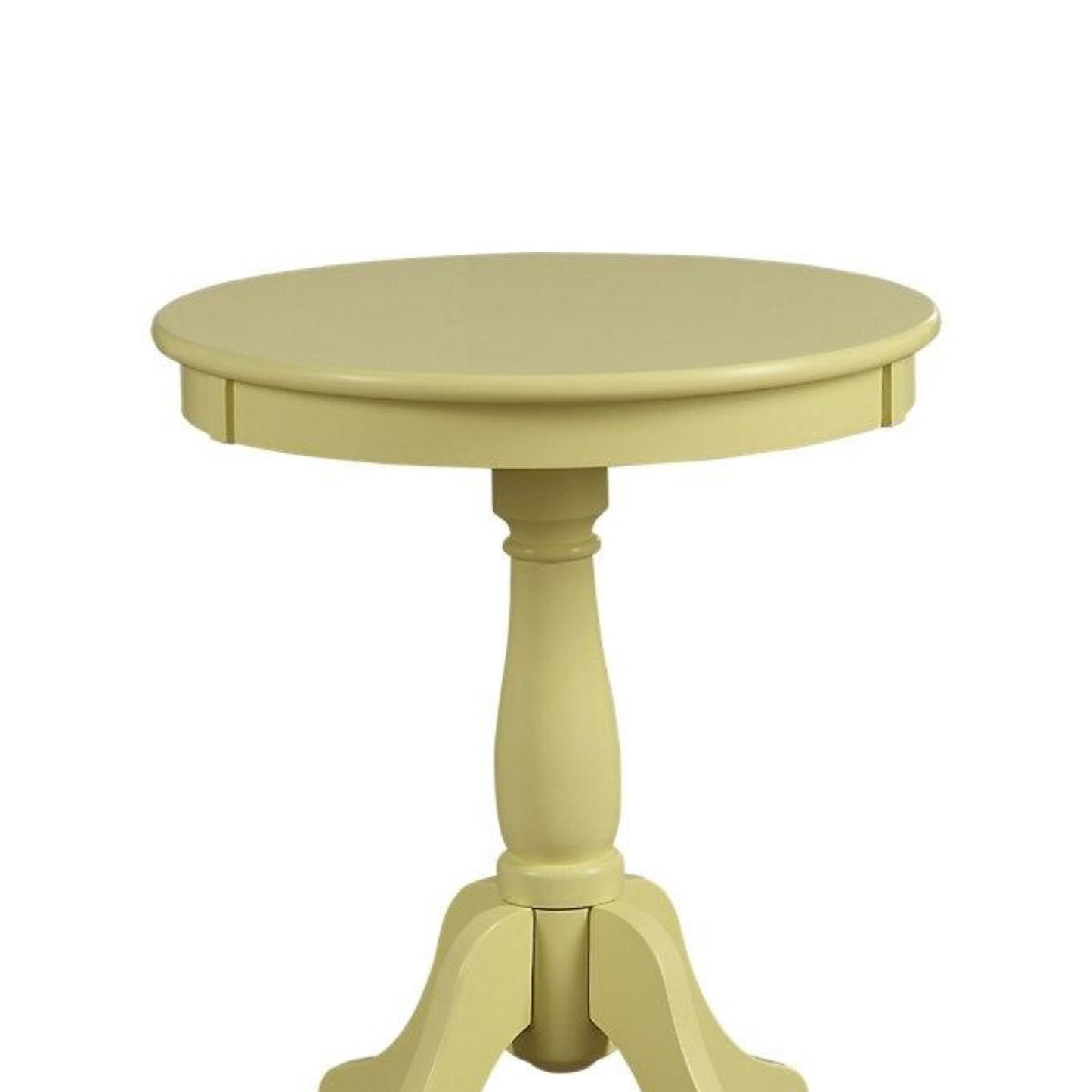 22" Wooden Round Side Table With Pedestal Base, Yellow By Benzara | Side Tables |  Modishstore  - 2