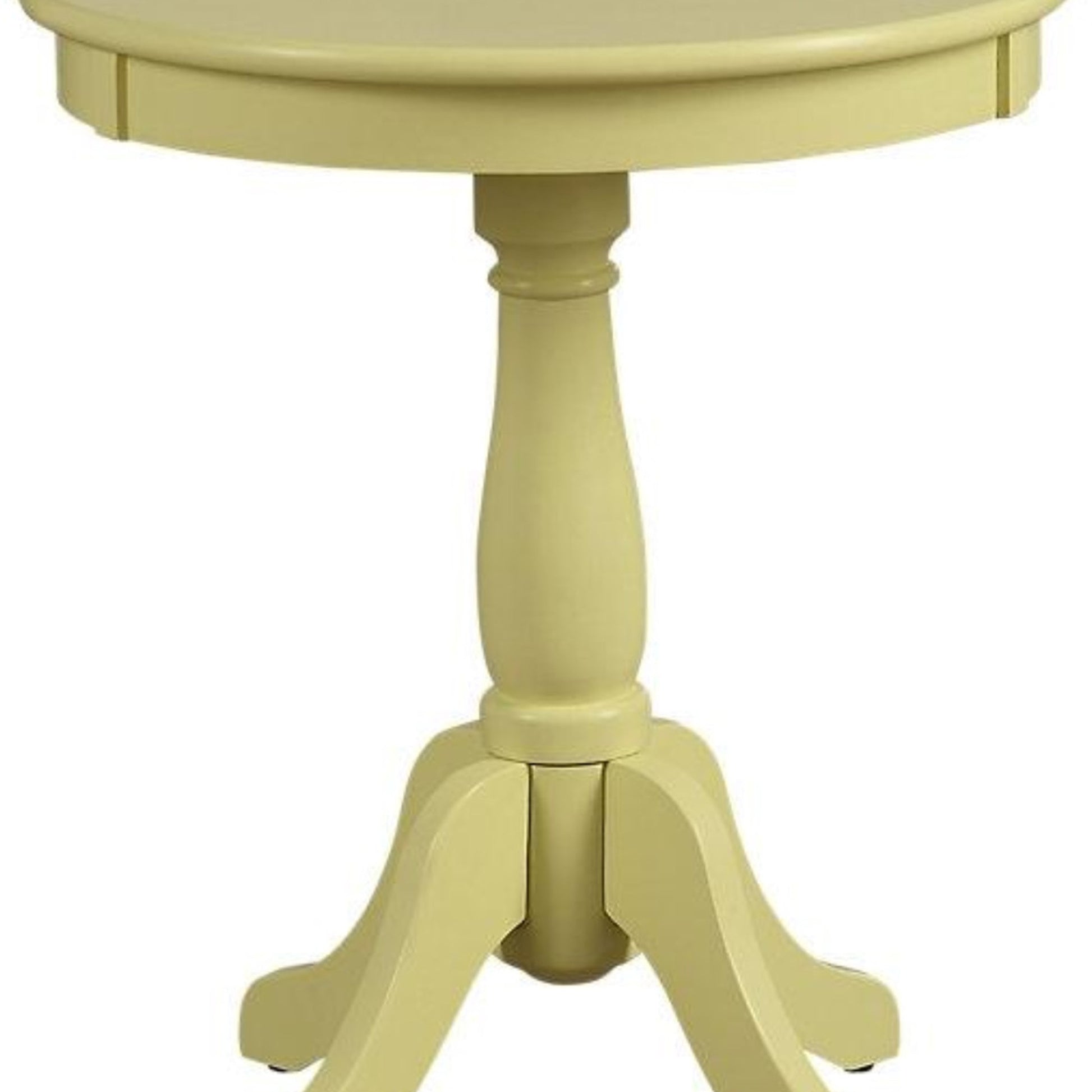 22" Wooden Round Side Table With Pedestal Base, Yellow By Benzara | Side Tables |  Modishstore  - 4