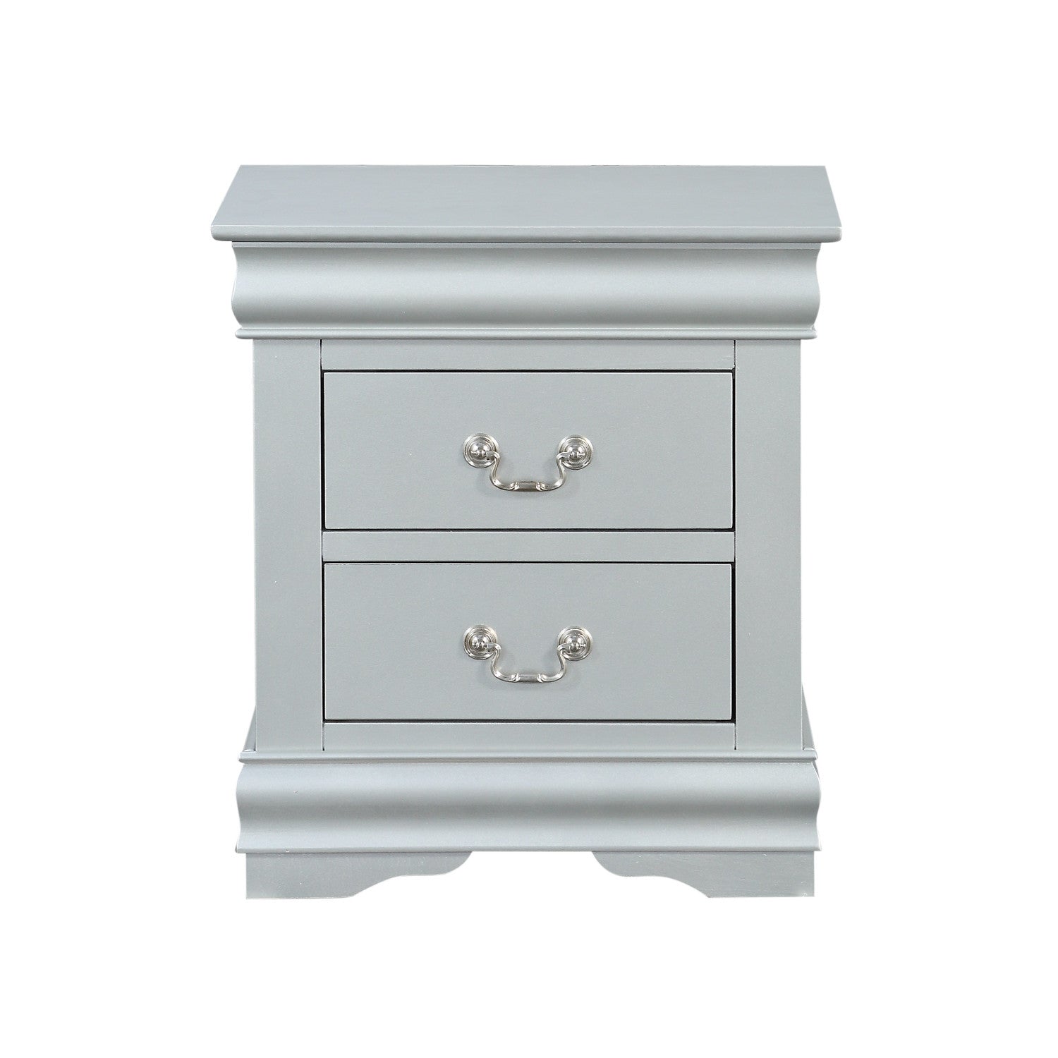 Traditional Style Wooden Nightstand With Two Drawers And Bracket Base, Gray By Benzara | Nightstands |  Modishstore 