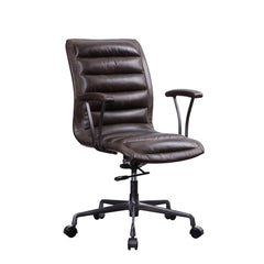 Swivel Adjustable Leatherette Executive Office Chair, Brown By Benzara