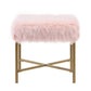 Square Faux Fur Upholstered Ottoman With Tubular Metal Legs And X Shape Base, Pink And Gold By Benzara | Ottomans |  Modishstore 