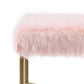 Square Faux Fur Upholstered Ottoman With Tubular Metal Legs And X Shape Base, Pink And Gold By Benzara | Ottomans |  Modishstore  - 2