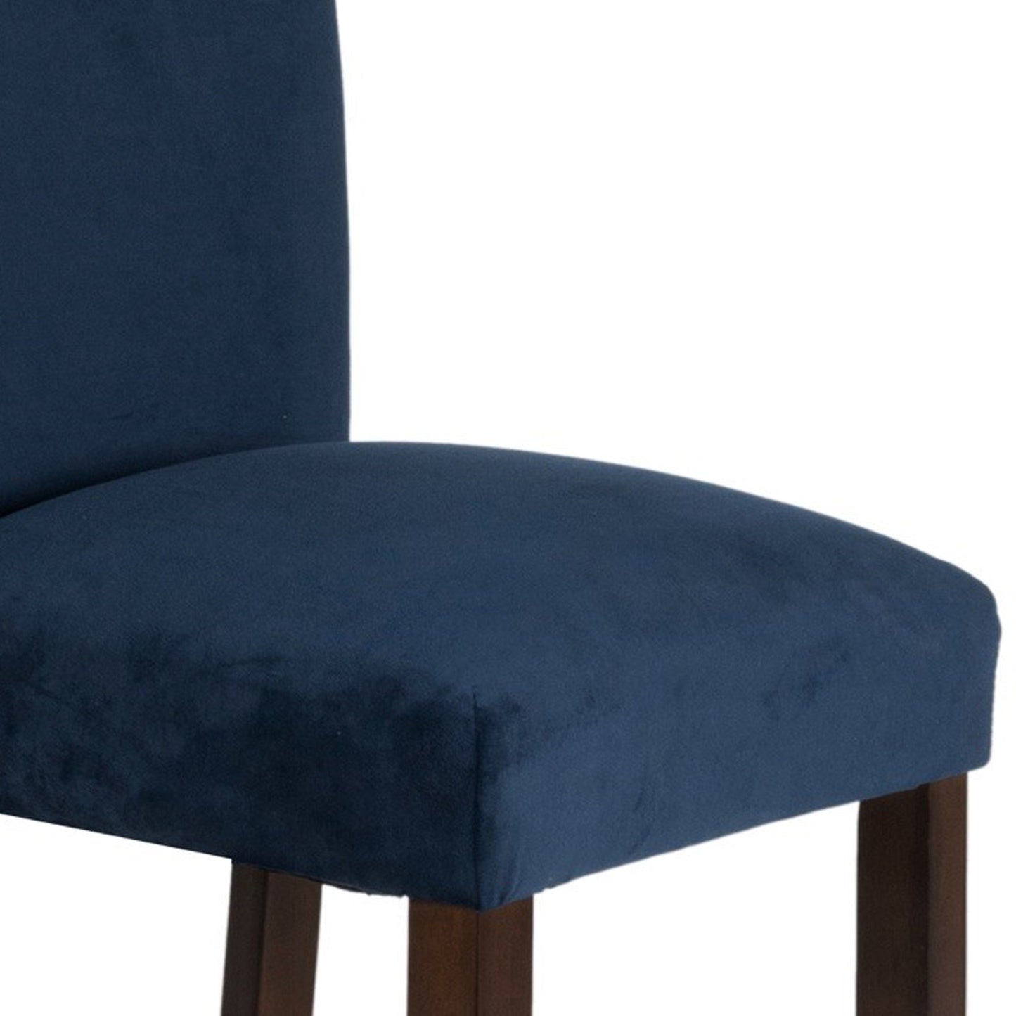 Velvet Upholstered Parsons Dining Chair With Wooden Legs, Navy Blue And Brown, Set Of Two By Benzara | Dining Chairs | Modishstore - 2