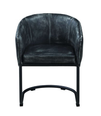 Vertically Stitched Faux Leather Upholstered Dining Chair With Metal Cantilever Base, Black By Benzara