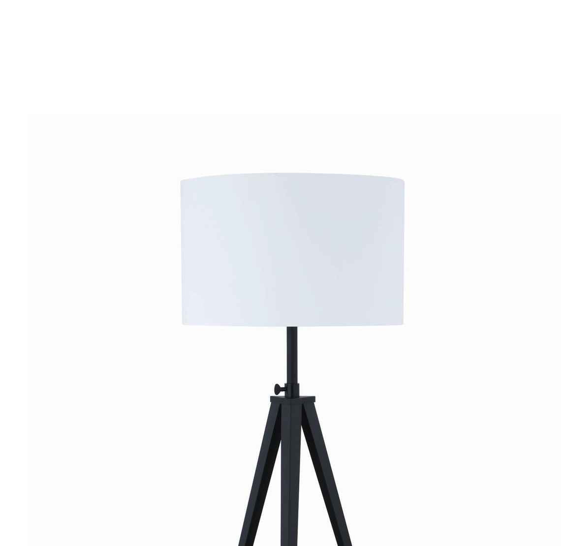 Height Adjustable Metal Tripod Floor Lamp With Fabric Shade, White And Black By Benzara | Floor Lamps |  Modishstore  - 2